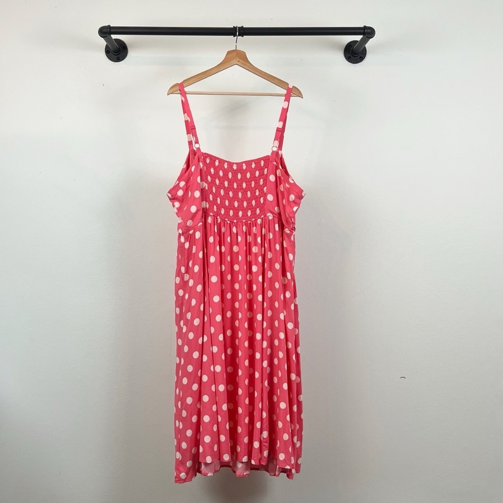 NWT Torrid Midi Challis Sweetheart Midi Dress— Pink & White Polka Dot Print - Picture 6 of 7